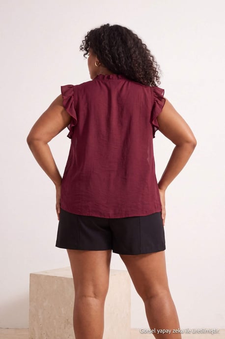 Trendyol Curve Damen Lila Einfarbig Kurz Oversize Große Größen Blusen - Image 2