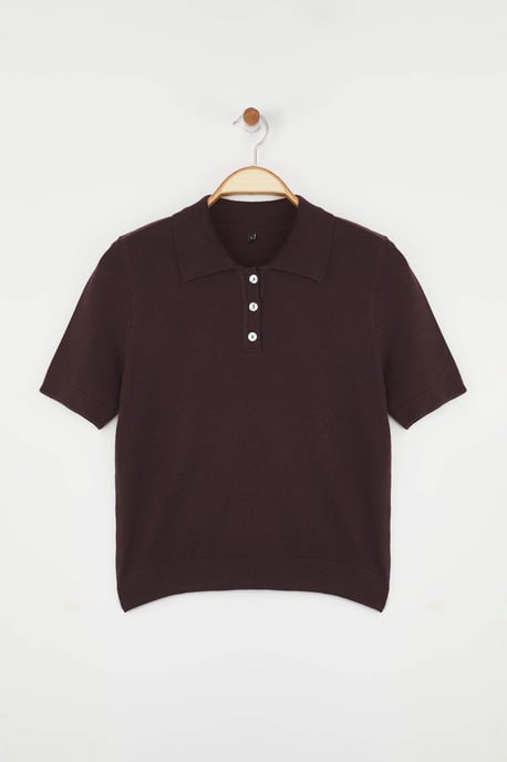 TRENDYOLMİLLA Damen Braun Einfarbig Kurz Regular Fit Blusen - Image 4