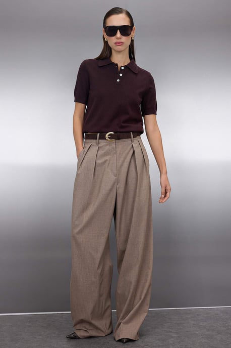 TRENDYOLMİLLA Damen Braun Einfarbig Kurz Regular Fit Blusen - Image 6