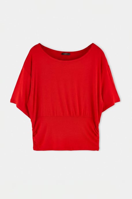 Trendyol Curve Damen Rot Gestreift Kurz Regular Fit Große Größen Blusen - Image 4