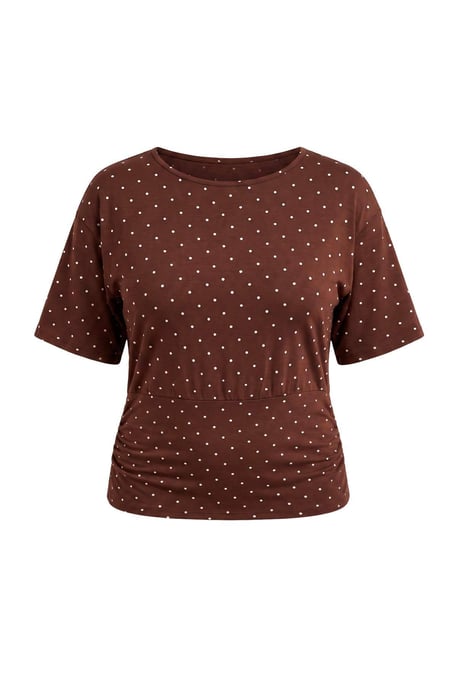 Trendyol Curve Damen Braun Gestreift Kurz Regular Fit Große Größen Blusen - Image 5