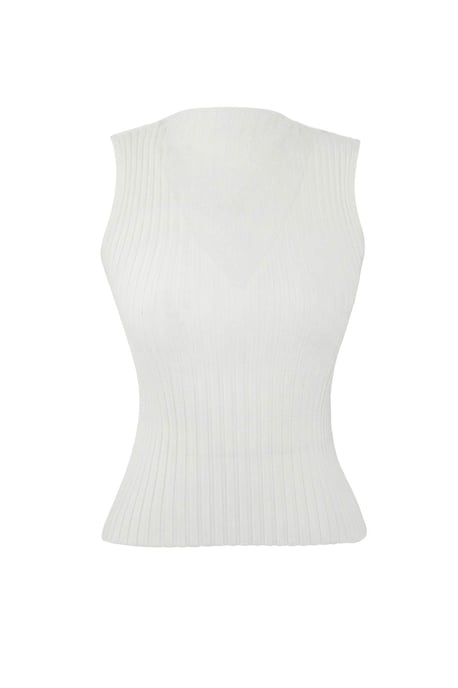 TRENDYOLMİLLA Damen Ecru Einfarbig Ärmellos Tailliert Blusen - Image 4
