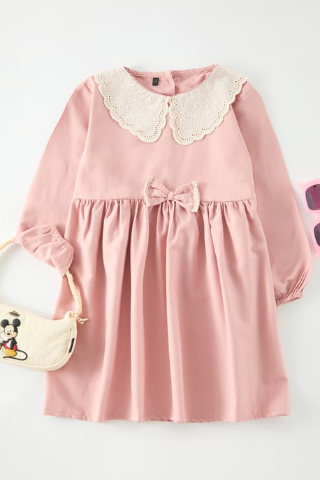TRENDYOLKIDS Mädchen Rosa Geblümt Midi Lang Casual Gerade Kleider - Image 1
