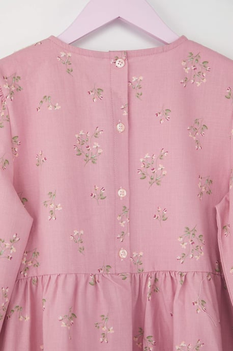 TRENDYOLKIDS Mädchen Rosa Geblümt Midi Lang Casual Gerade Kleider - Image 3