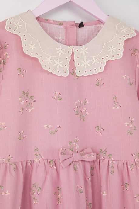 TRENDYOLKIDS Mädchen Rosa Geblümt Midi Lang Casual Gerade Kleider - Image 4