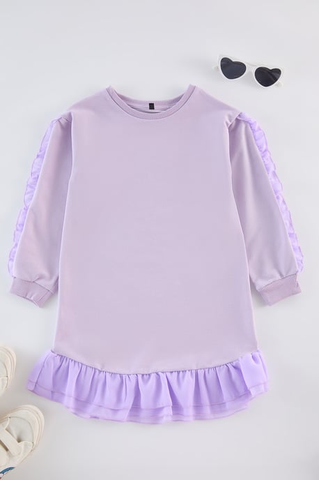 TRENDYOLKIDS Mädchen Lila Einfarbig Midi Lang Casual Gerade Kleider - Image 1