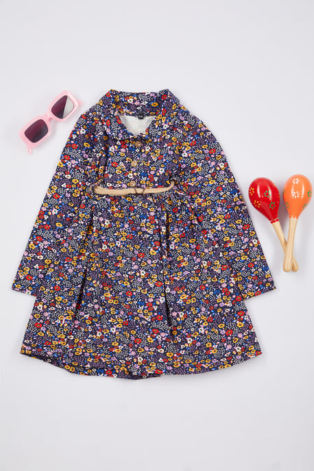 TRENDYOLKIDS Mädchen Mehrfarbig Geblümt Midi Lang Casual Gerade Kleider - Image 1