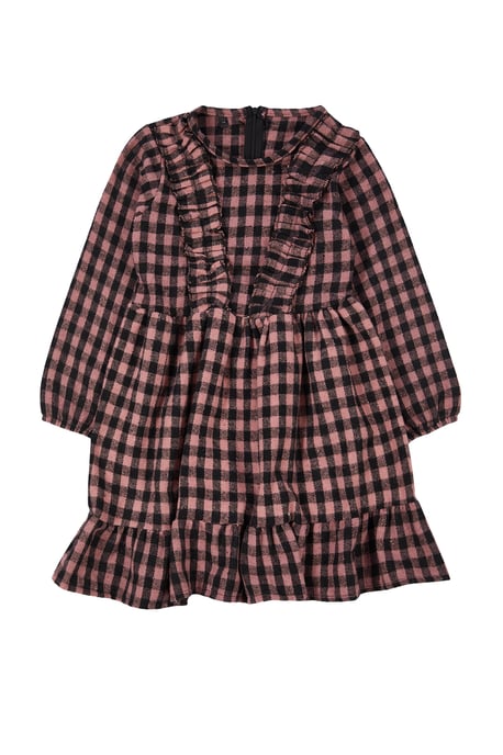 TRENDYOLKIDS Mädchen Rosa Kariert Kurz / Mini Lang Casual Gerade Kleider - Image 3