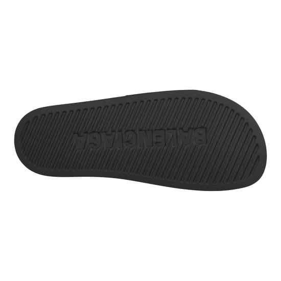 Balenciaga – Gummi-Slipper mit Logoband in Schwarz - Image 4