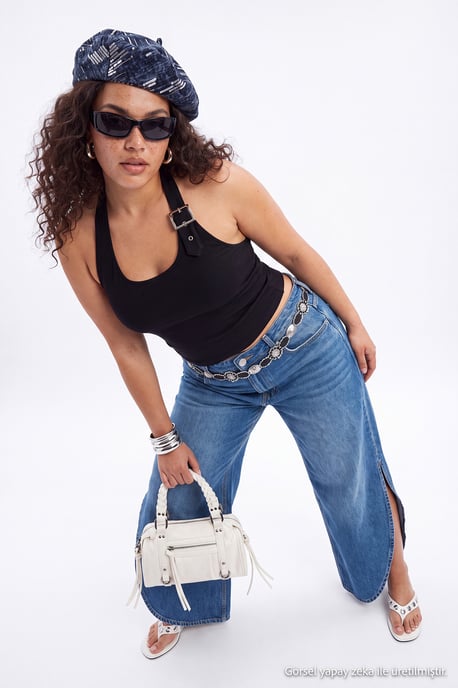 Trendyol Curve Damen Schwarz Einfarbig Ärmellos Tailliert Große Größen Blusen - Image 5