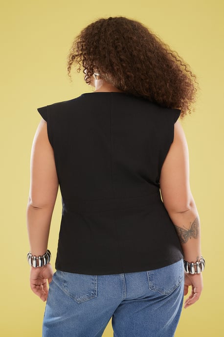 Trendyol Curve Damen Schwarz Einfarbig Ärmellos Regular Fit Große Größen Blusen - Image 4