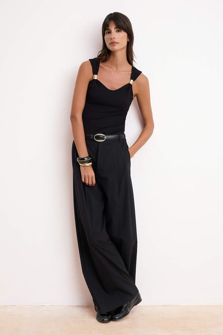 TRENDYOLMİLLA Damen Schwarz Einfarbig Ärmellos Tailliert Blusen - Image 5