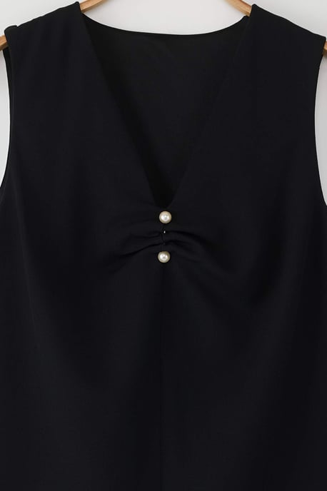 Trendyol Curve Damen Schwarz Einfarbig Ärmellos Regular Fit Große Größen Blusen - Image 5