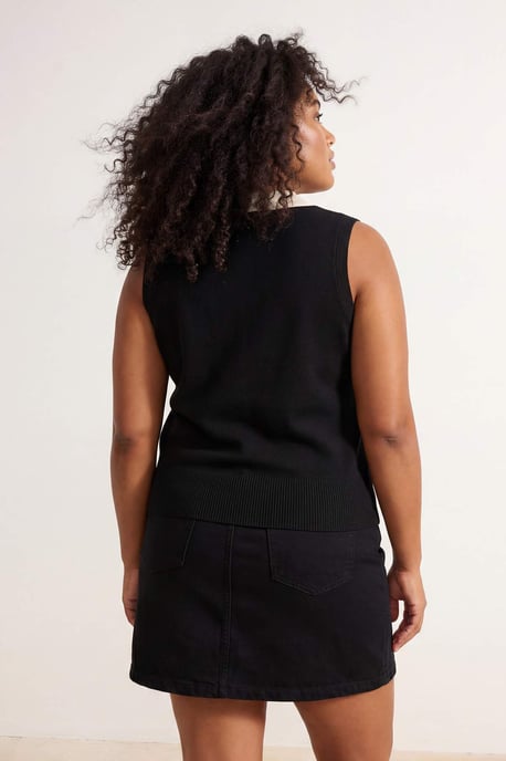 Trendyol Curve Damen Schwarz Colour-Block Ärmellos Tailliert Große Größen Blusen - Image 2