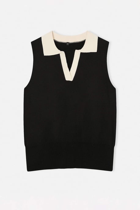 Trendyol Curve Damen Schwarz Colour-Block Ärmellos Tailliert Große Größen Blusen - Image 3