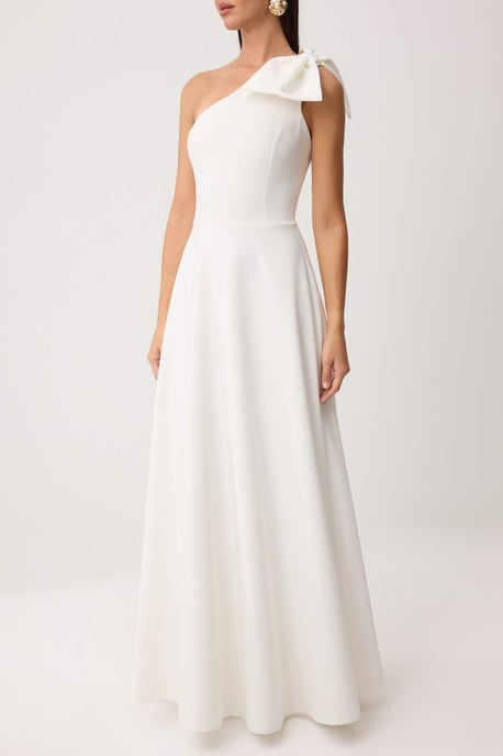 TRENDYOLMİLLA Damen Weiß Einfarbig Maxi Ärmellos Abschluss / Ball A-Linie Abend & Ball Kleid - Image 2