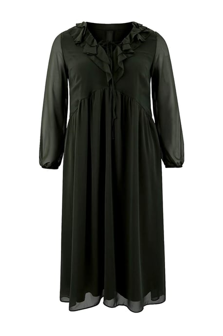 Trendyol Curve Damen Khaki Einfarbig Maxi Lang Party A-Linie Große Größen Kleid - Image 4
