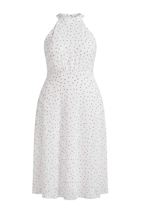 Trendyol Curve Damen Weiß Gepunktet Maxi Ärmellos A-Linie Große Größen Kleid - Image 4