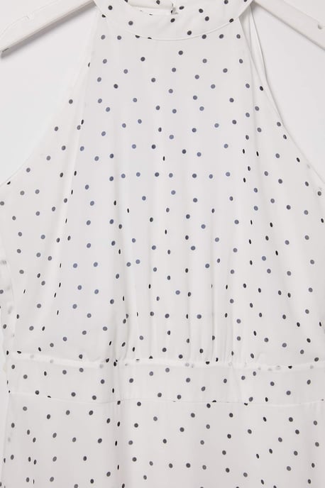Trendyol Curve Damen Weiß Gepunktet Maxi Ärmellos A-Linie Große Größen Kleid - Image 5
