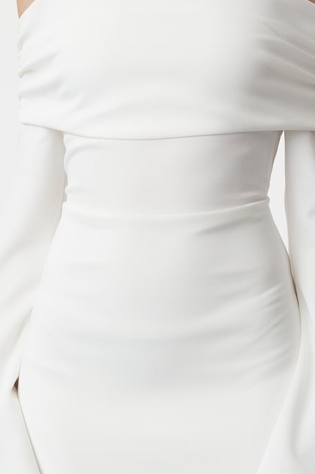 TRENDYOLMİLLA Damen Weiß Einfarbig Maxi Lang Ball Gerade Abend & Ball Kleid - Image 4