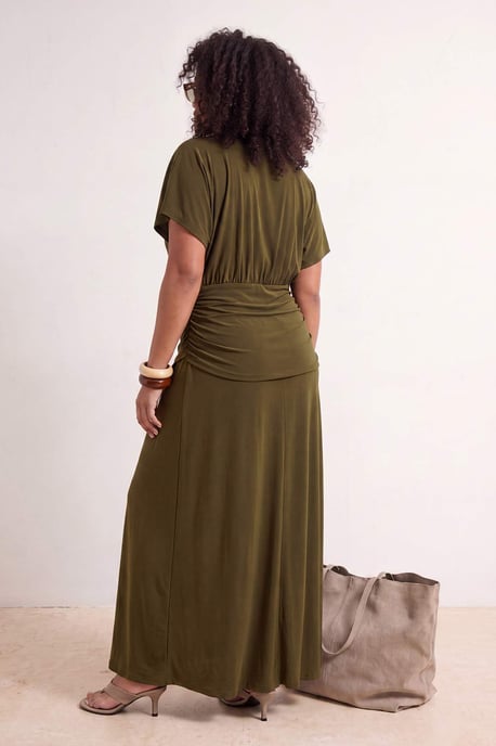 Trendyol Curve Damen Khaki Einfarbig Maxi Kurz A-Linie Große Größen Kleid - Image 2