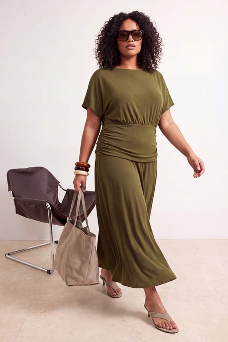 Trendyol Curve Damen Khaki Einfarbig Maxi Kurz A-Linie Große Größen Kleid - Image 6