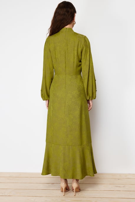 Trendyol Modest Damen Khaki Geblümt Maxi Lang Casual Skater Modest Kleider - Image 5