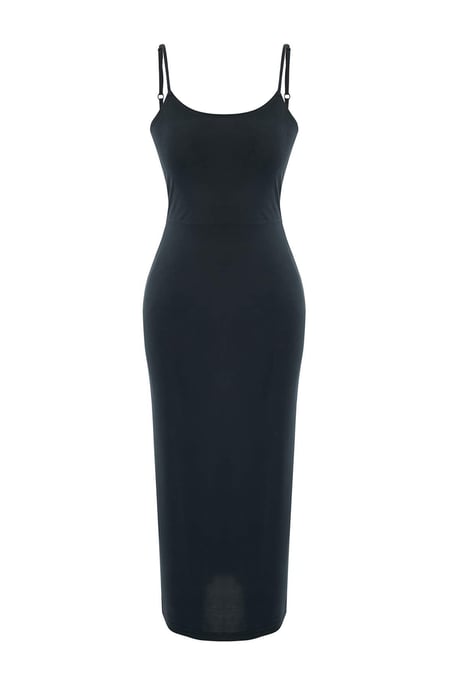 TRENDYOLMİLLA Damen Grau Einfarbig Maxi Ärmellos Casual Bodycon Kleider - Image 4