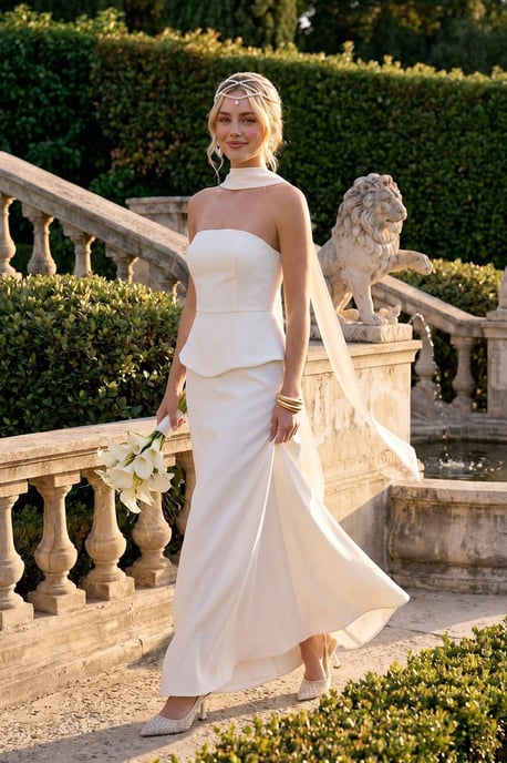 TRENDYOLMİLLA Damen Weiß Einfarbig Maxi Ärmellos Meerjungfrau Abend & Ball Kleid - Image 1