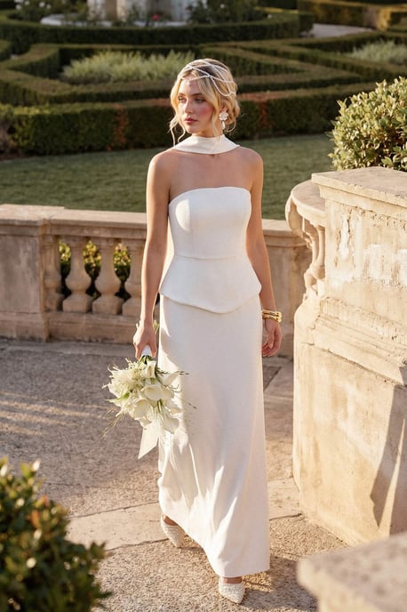 TRENDYOLMİLLA Damen Weiß Einfarbig Maxi Ärmellos Meerjungfrau Abend & Ball Kleid - Image 6