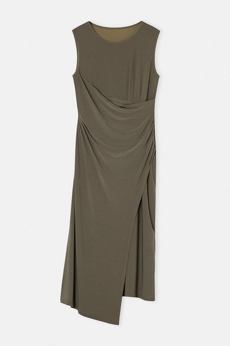 Trendyol Curve Damen Khaki Einfarbig Maxi Ärmellos Gerade Große Größen Kleid - Image 3