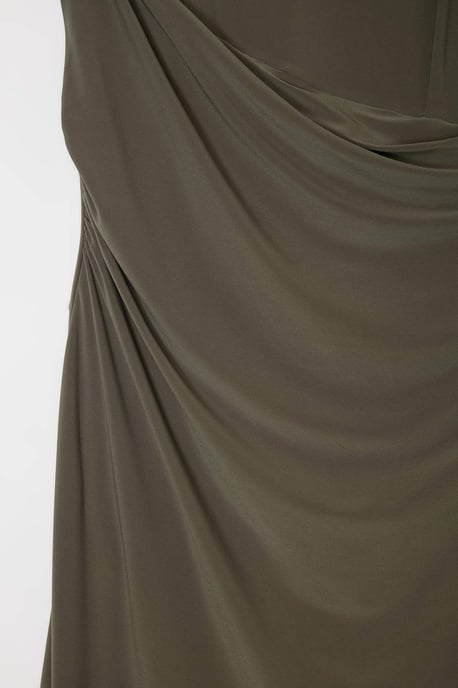 Trendyol Curve Damen Khaki Einfarbig Maxi Ärmellos Gerade Große Größen Kleid - Image 4