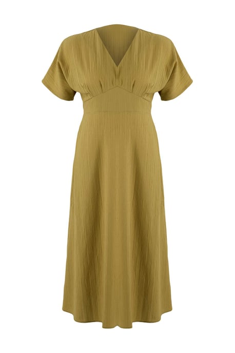 Trendyol Curve Damen Khaki Geblümt Maxi Kurz Casual A-Linie Große Größen Kleid - Image 3