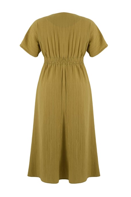 Trendyol Curve Damen Khaki Geblümt Maxi Kurz Casual A-Linie Große Größen Kleid - Image 4
