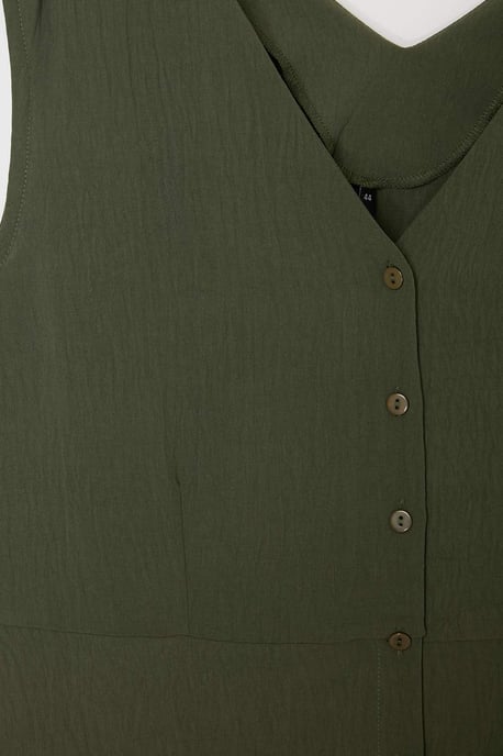 Trendyol Curve Damen Khaki Einfarbig Maxi Ärmellos Casual A-Linie Große Größen Kleid - Image 4