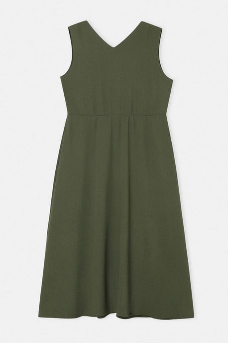 Trendyol Curve Damen Khaki Einfarbig Maxi Ärmellos Casual A-Linie Große Größen Kleid - Image 5