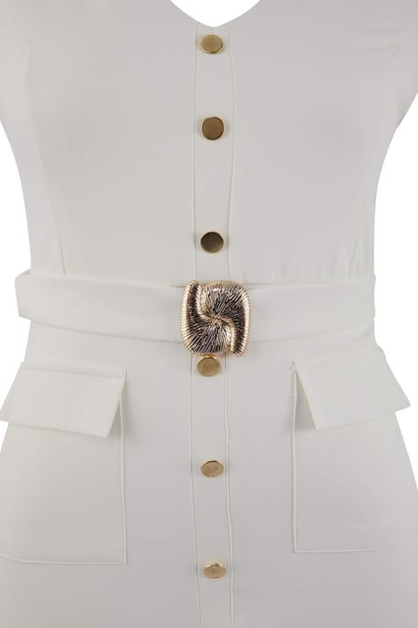 Trendyol Curve Damen Weiß Einfarbig Maxi Ärmellos Abend / Alltag Bodycon Große Größen Kleid - Image 4
