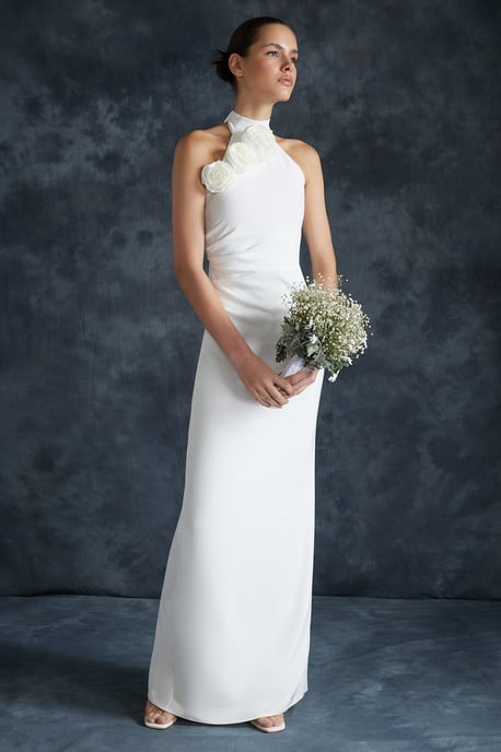 TRENDYOLMİLLA Damen Weiß Einfarbig Maxi Ärmellos Abschluss / Ball Gerade Abend & Ball Kleid - Image 3