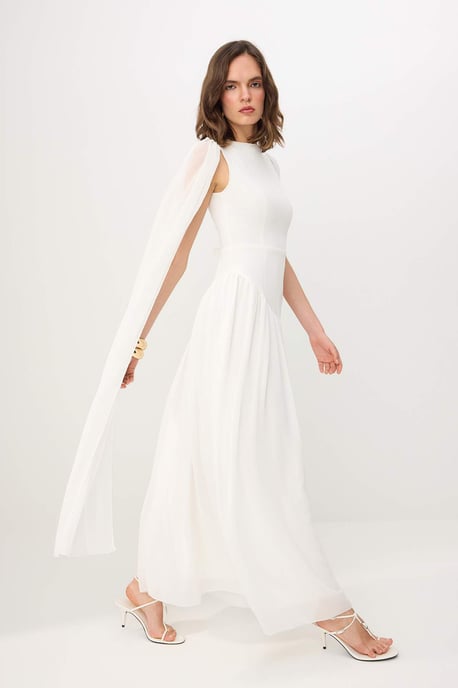 TRENDYOLMİLLA Damen Weiß Einfarbig Maxi Ärmellos Skater Kleider - Image 4