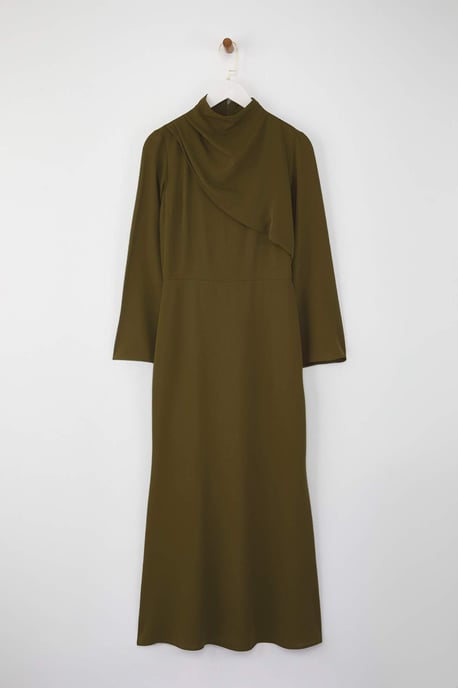 Trendyol Modest Damen Khaki Einfarbig Maxi Lang Casual A-Linie Modest Abend Kleider - Image 4