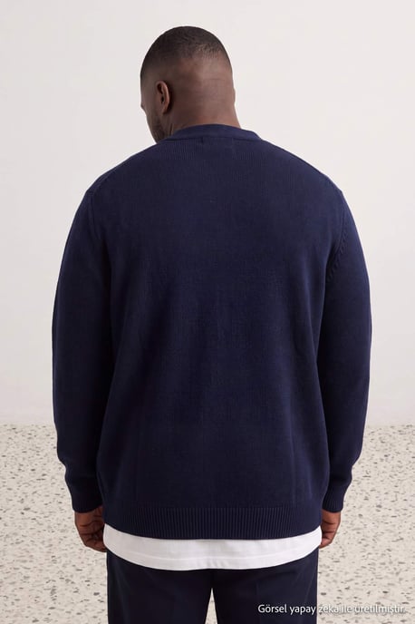 TRENDYOL MAN Herren Dunkelblau Einfarbig Lang Regular Fit Große Größen Cardigans - Image 3