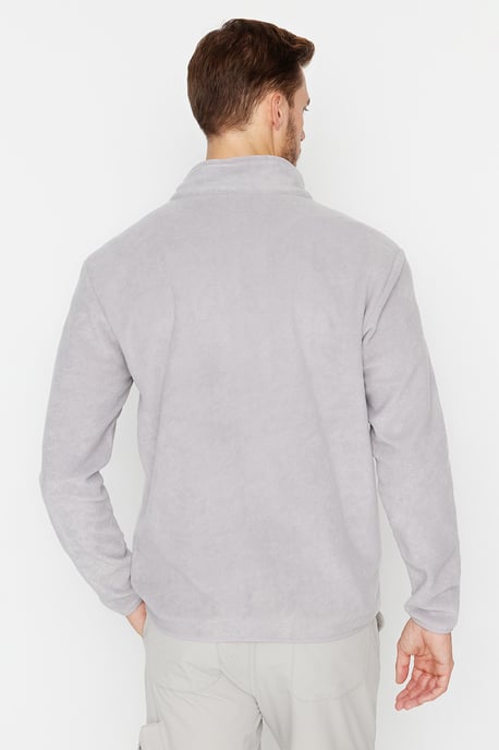 TRENDYOL MAN Herren Grau Einfarbig Lang Regular Fit Cardigans - Image 4