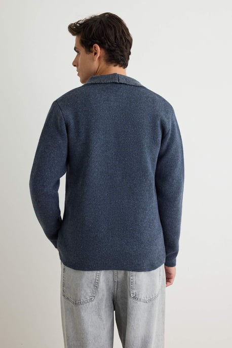 TRENDYOL MAN Herren Dunkelblau Einfarbig Lang Regular Fit Cardigans - Image 3