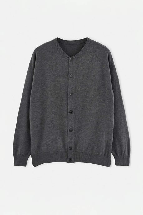 TRENDYOL MAN Herren Grau Einfarbig Lang Oversize Cardigans - Image 1