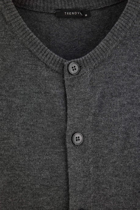 TRENDYOL MAN Herren Grau Einfarbig Lang Oversize Cardigans - Image 2