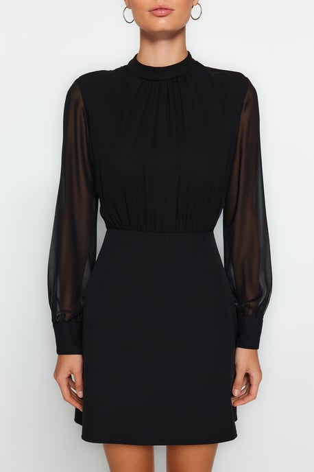 TRENDYOLMİLLA Damen Schwarz Einfarbig Kurz / Mini Lang Abend / Alltag A-Linie Kleider - Image 3