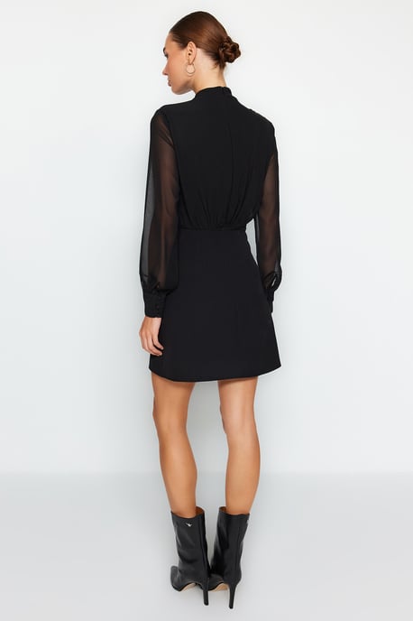 TRENDYOLMİLLA Damen Schwarz Einfarbig Kurz / Mini Lang Abend / Alltag A-Linie Kleider - Image 5