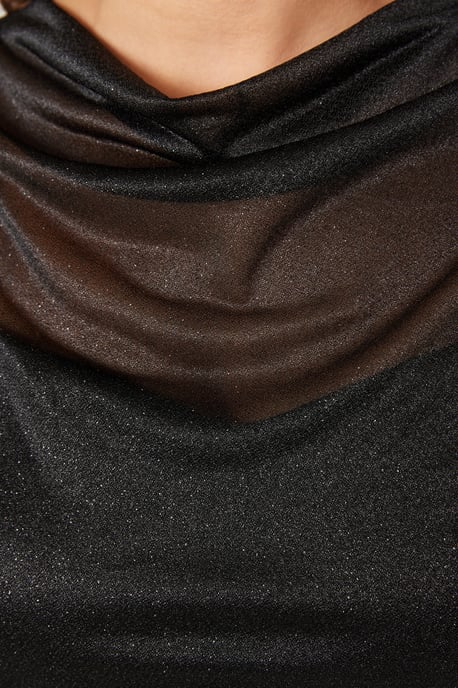 Trendyol Curve Damen Schwarz Einfarbig Kurz / Mini Lang Elegant/Abend Skater Große Größen Kleid - Image 3