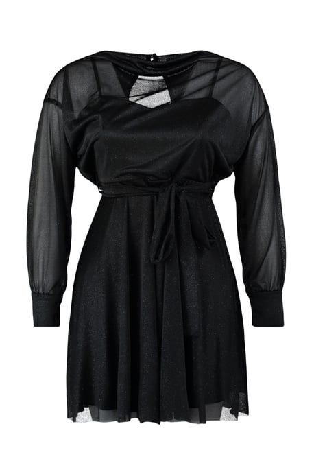 Trendyol Curve Damen Schwarz Einfarbig Kurz / Mini Lang Elegant/Abend Skater Große Größen Kleid - Image 5