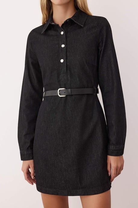 TRENDYOLMİLLA Damen Schwarz Einfarbig Extra Kurz / Super Mini Lang Casual A-Linie Kleider - Image 2